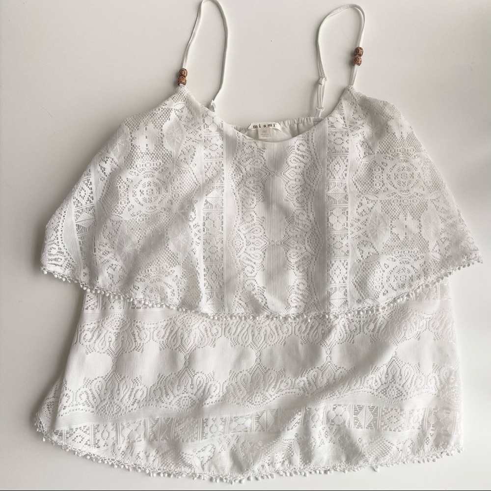 Francesca’s Miami White Lace Tank Top